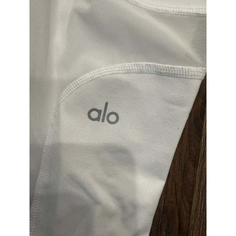 Alo Yoga Womens White High Waist Mesh Panel Cropped Leggings Size S RN87370